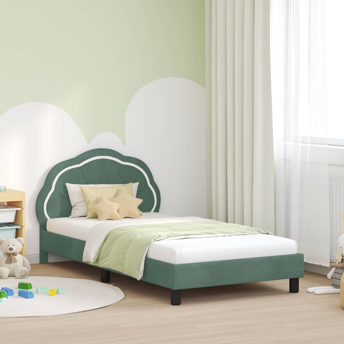Bedframe voor kinderen met hoofdbord Zeegroen 90 x 200 cm is nu te koop bij PeponiXL, paradijselijk wonen!