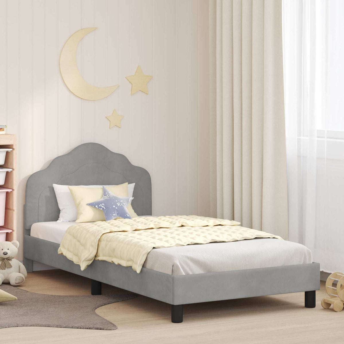 Bedframe voor kinderen met hoofdbord Lichtgrijs 80 x 200 cm is nu te koop bij PeponiXL, paradijselijk wonen!