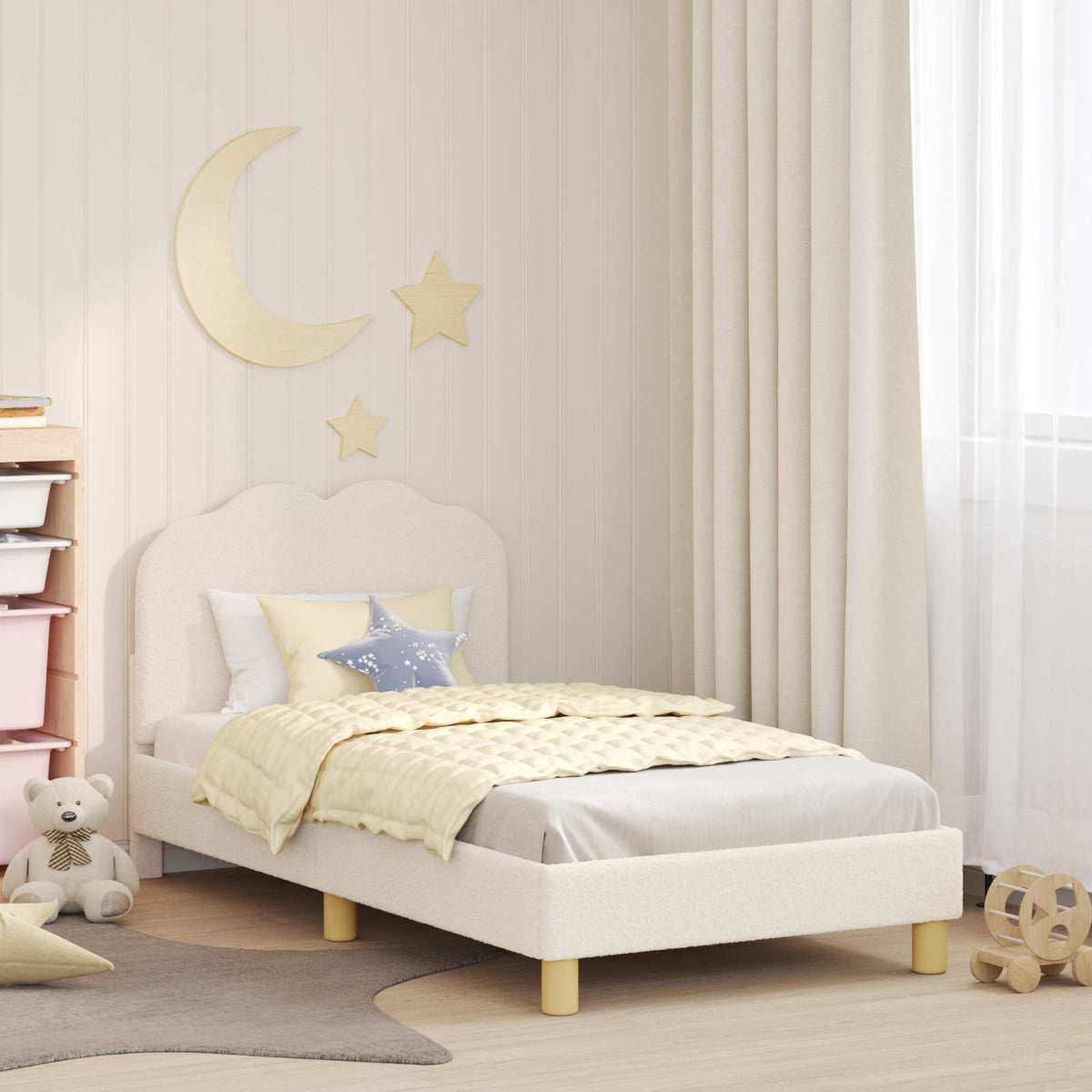 Bedframe voor kinderen met hoofdbord Crèmekleurig 80 x 160 cm is nu te koop bij PeponiXL, paradijselijk wonen!