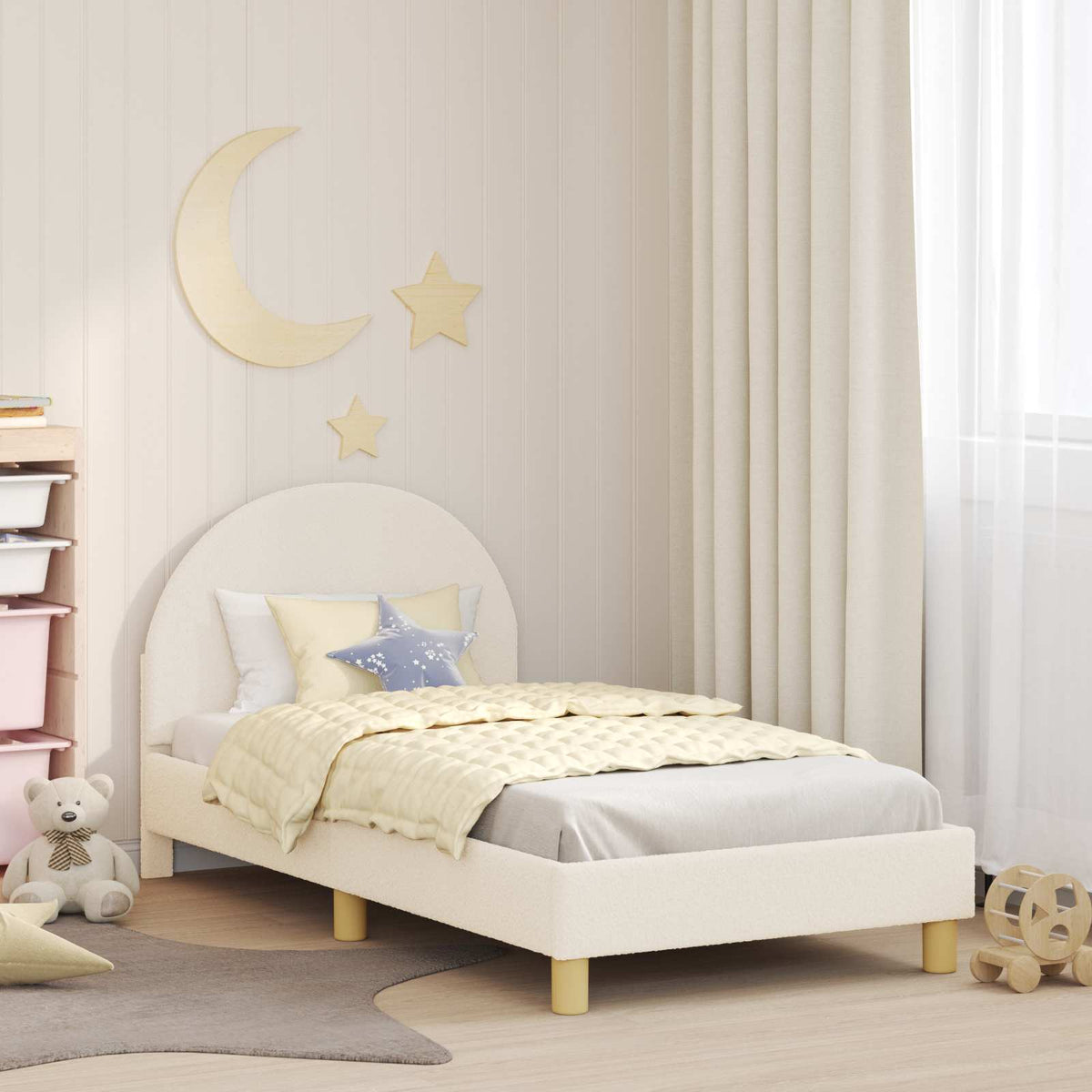 Bedframe voor kinderen met hoofdbord Crèmekleurig 80 x 160 cm is nu te koop bij PeponiXL, paradijselijk wonen!