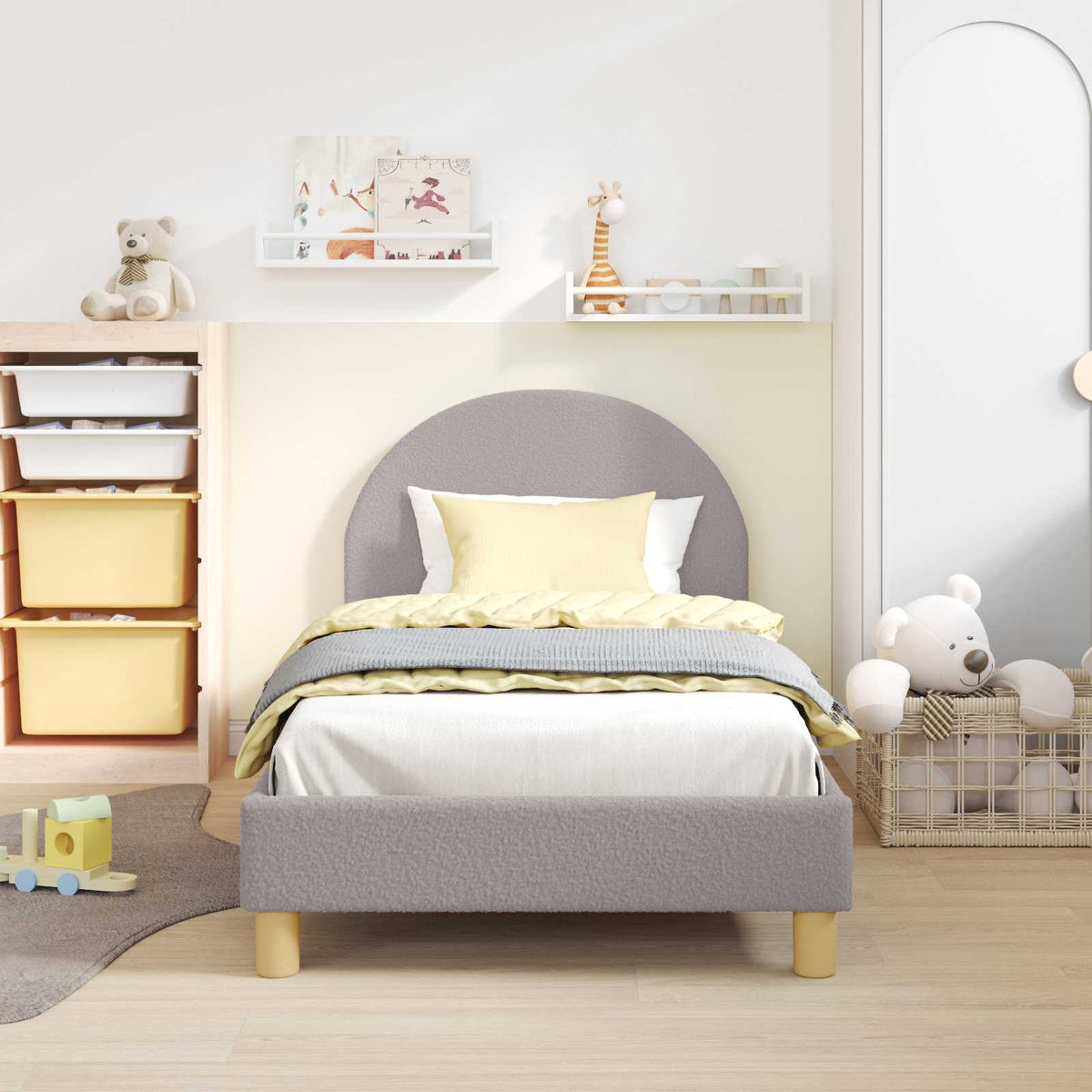 Bedframe voor kinderen met hoofdbord Lichtgrijs 80 x 160 cm is nu te koop bij PeponiXL, paradijselijk wonen!