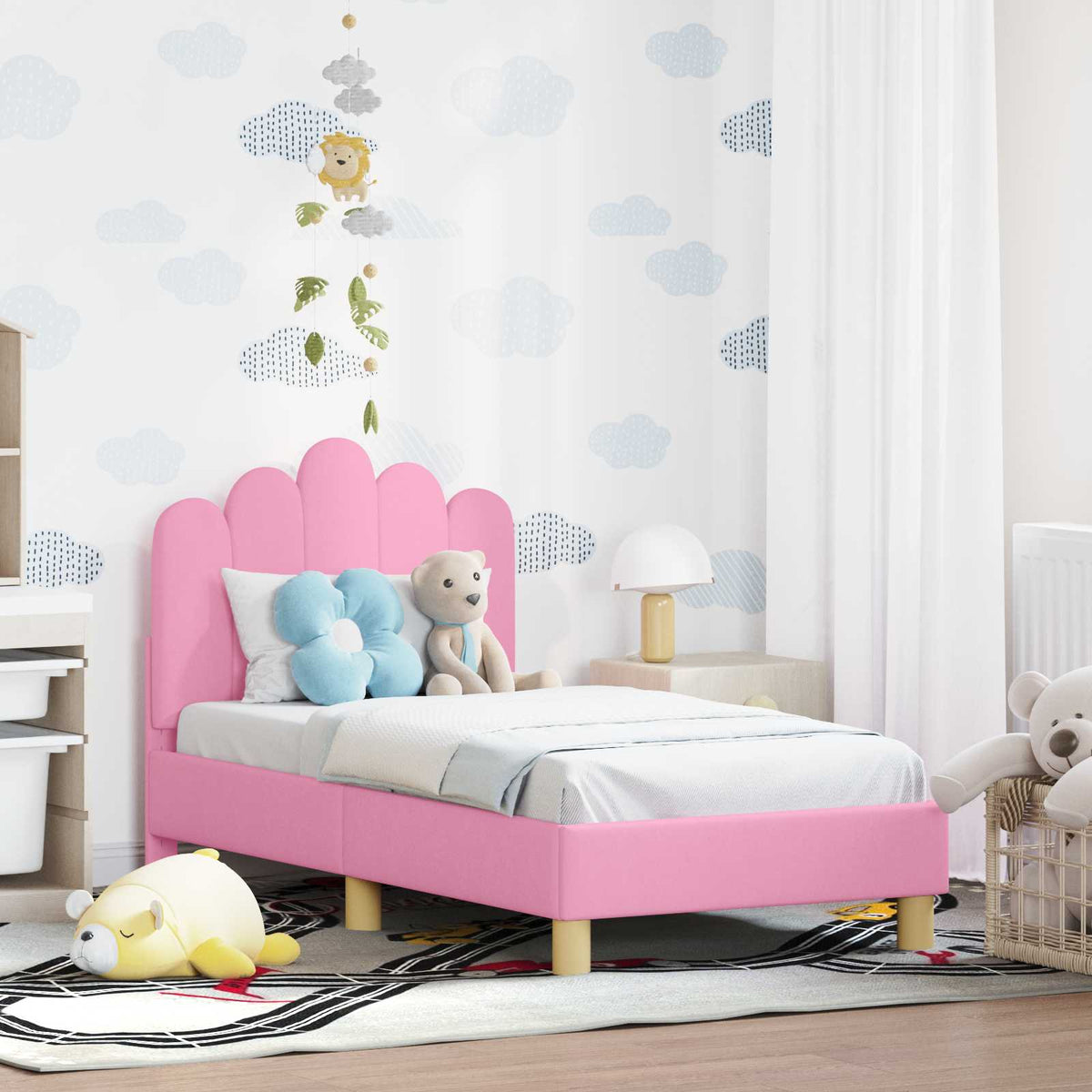 Peuterbedframe met hoofdbord Roze 70 x 140 cm Stof is nu te koop bij PeponiXL, paradijselijk wonen!
