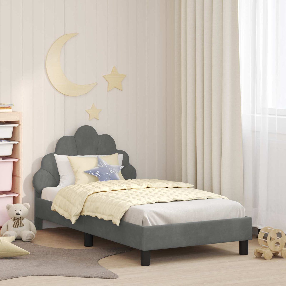 Bedframe voor kinderen met hoofdbord Donkergrijs 80 x 160 cm is nu te koop bij PeponiXL, paradijselijk wonen!