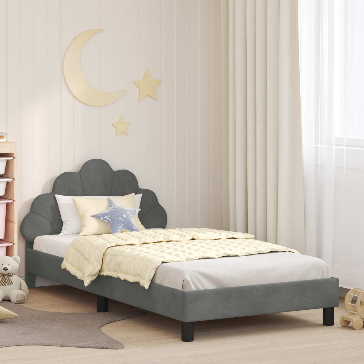 Bedframe voor kinderen met hoofdbord Donkergrijs 90 x 200 cm is nu te koop bij PeponiXL, paradijselijk wonen!