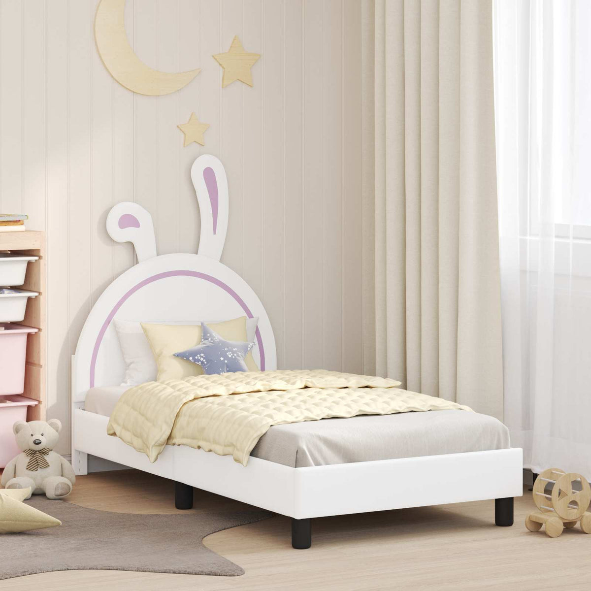 Bedframe voor kinderen met hoofdbord Wit 80 x 160 cm PU is nu te koop bij PeponiXL, paradijselijk wonen!
