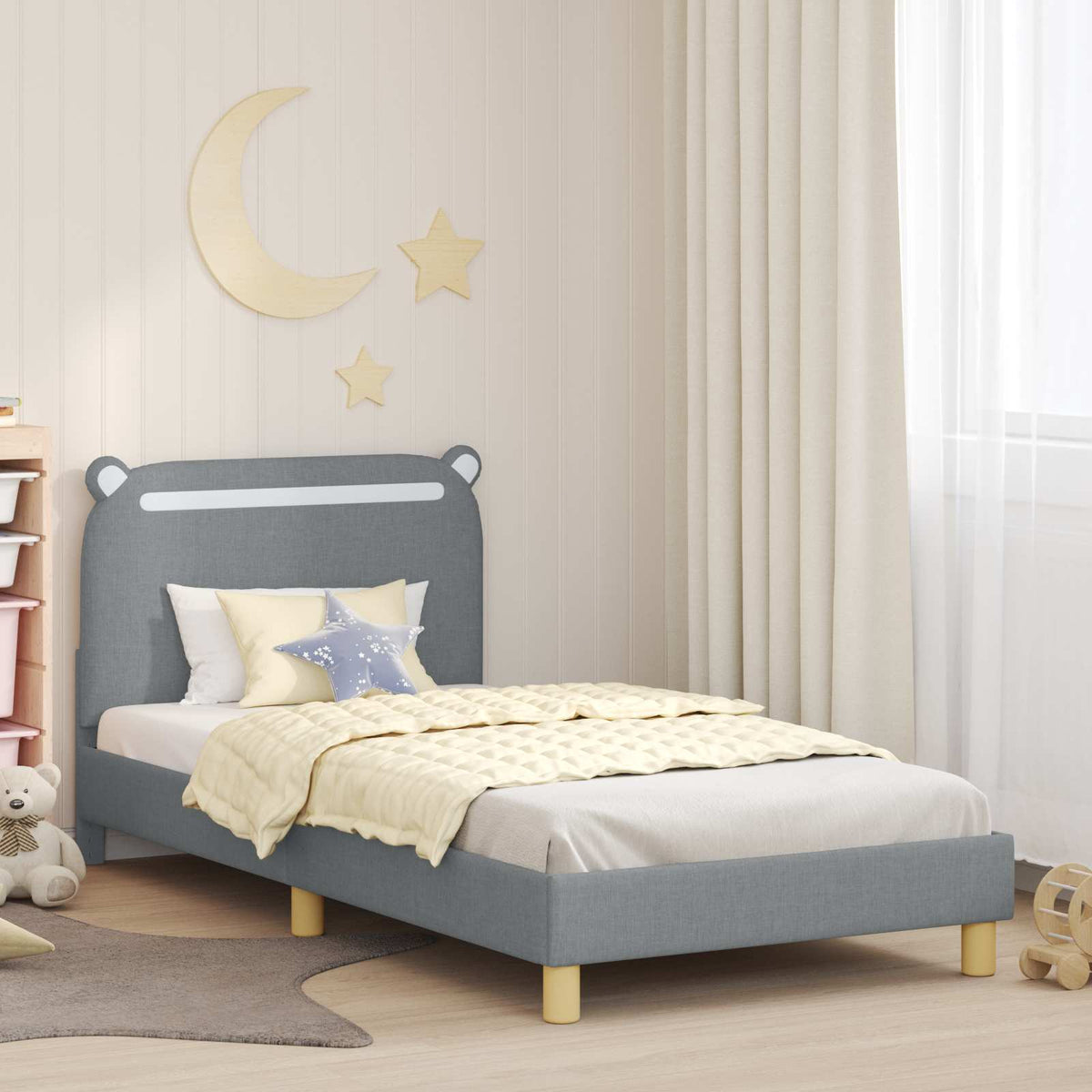 Bedframe voor kinderen met hoofdbord Lichtgrijs 90 x 190 cm is nu te koop bij PeponiXL, paradijselijk wonen!