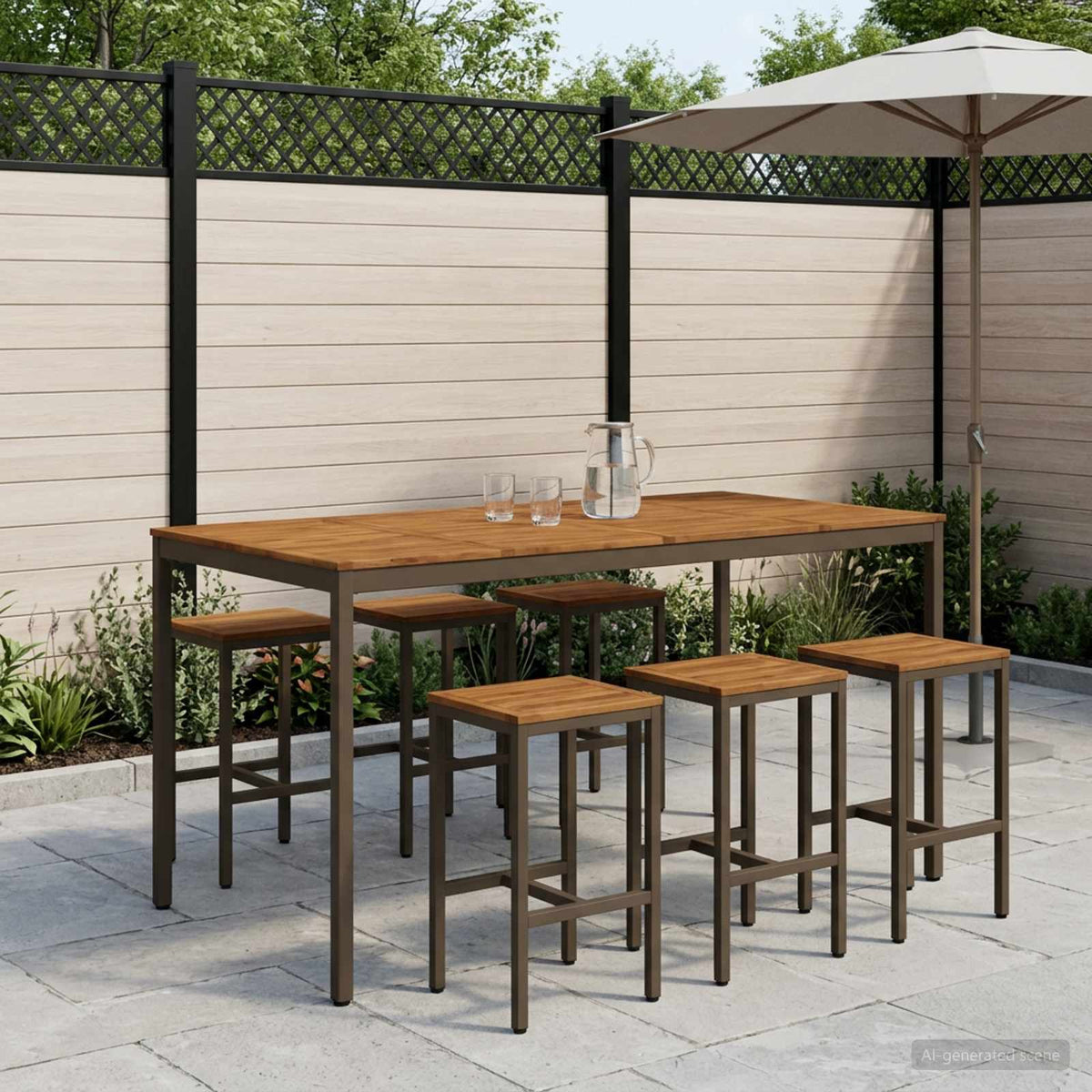 Tuinbar Tafel Natuurlijk en Koffie 196 x 100,5 x 105 cm is nu te koop bij PeponiXL, paradijselijk wonen!