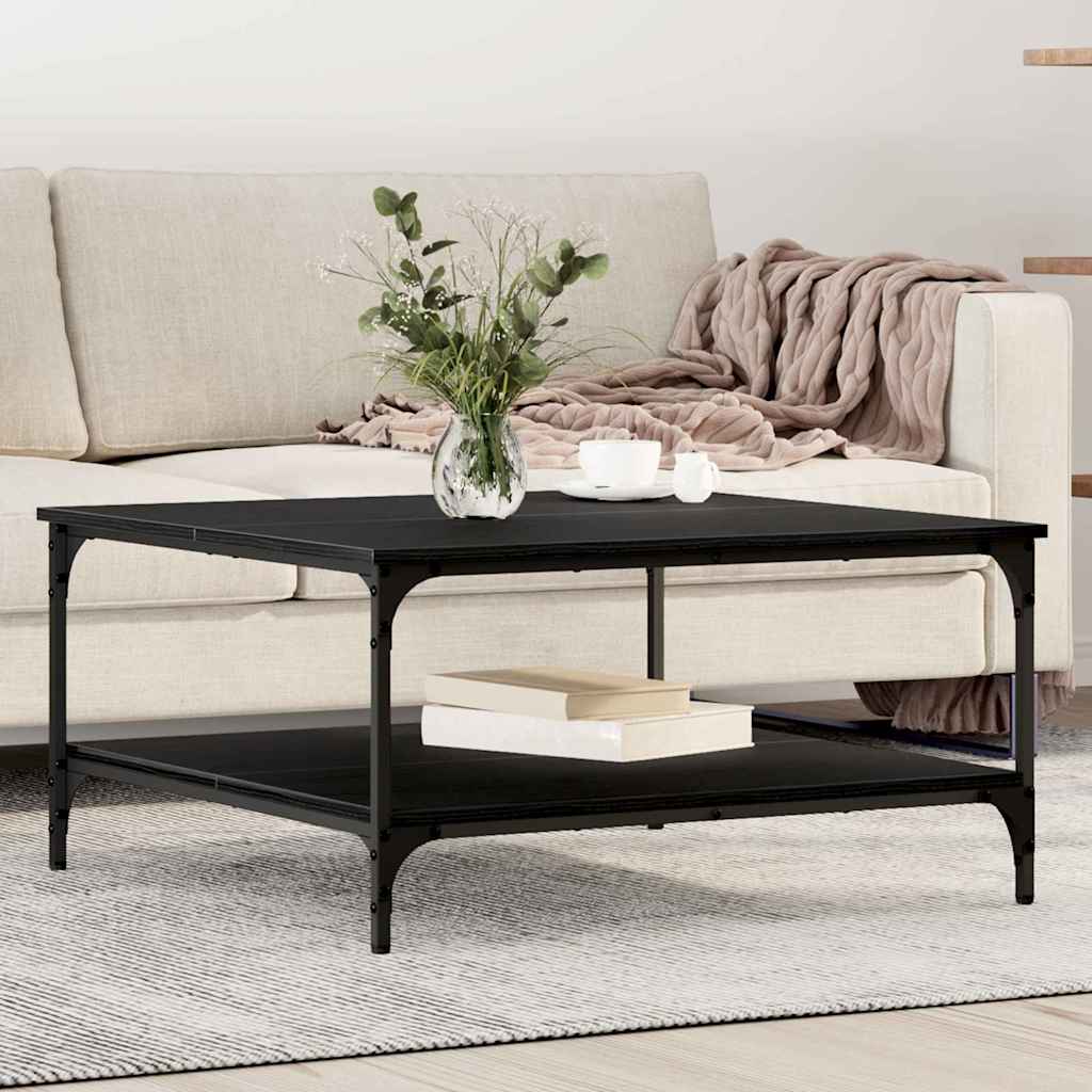Salontafel Zwart eiken 80 x 80 x 40 cm Bewerkt hout is nu te koop bij PeponiXL, paradijselijk wonen!