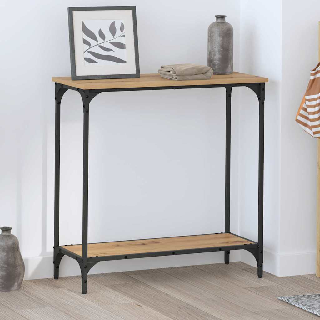 Wandtafel met plank artisanaal eikenkleurig 75 x 30.5 x 75 cm is nu te koop bij PeponiXL, paradijselijk wonen!