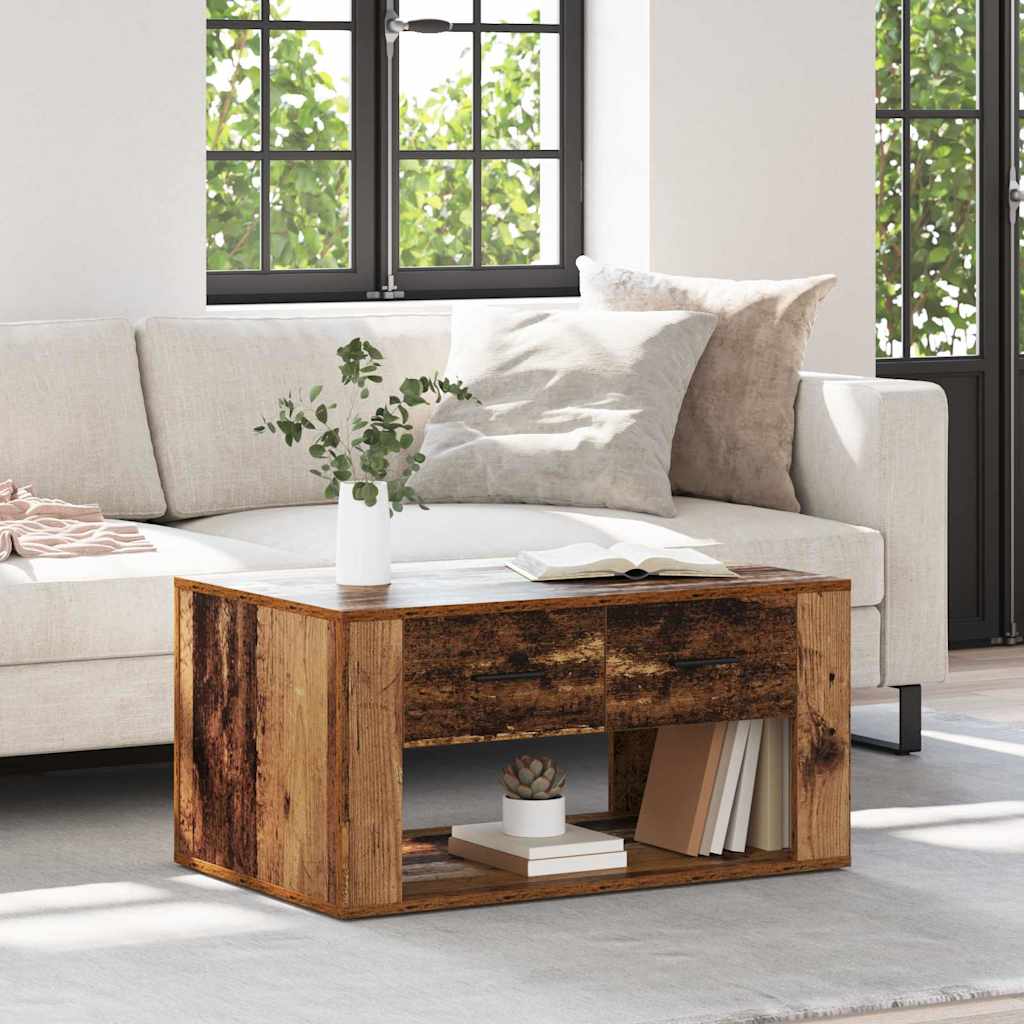 Salontafel met lade Oud Hout 80 x 50 x 40 cm Bewerkt hout is nu te koop bij PeponiXL, paradijselijk wonen!