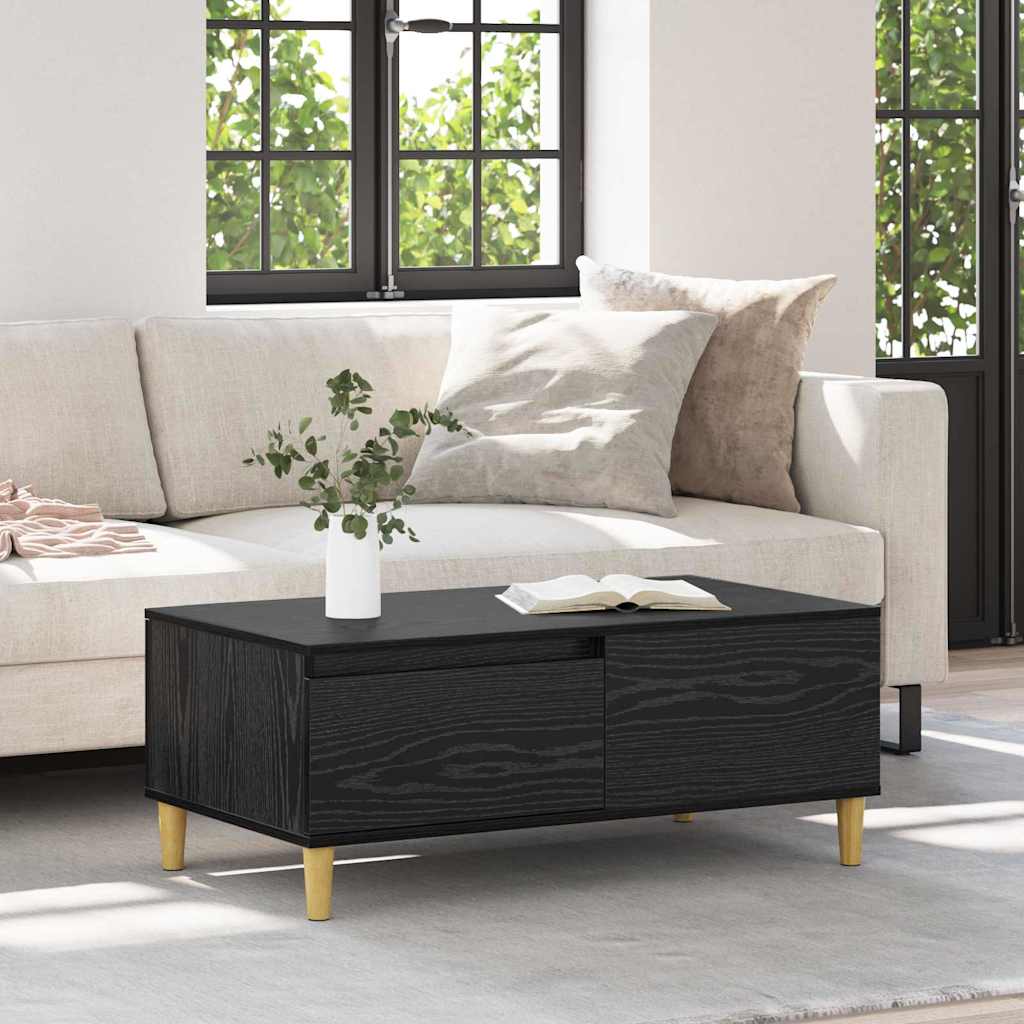 Salontafel met lade Zwart Eiken 90 x 50 x 35 cm Bewerkt hout is nu te koop bij PeponiXL, paradijselijk wonen!