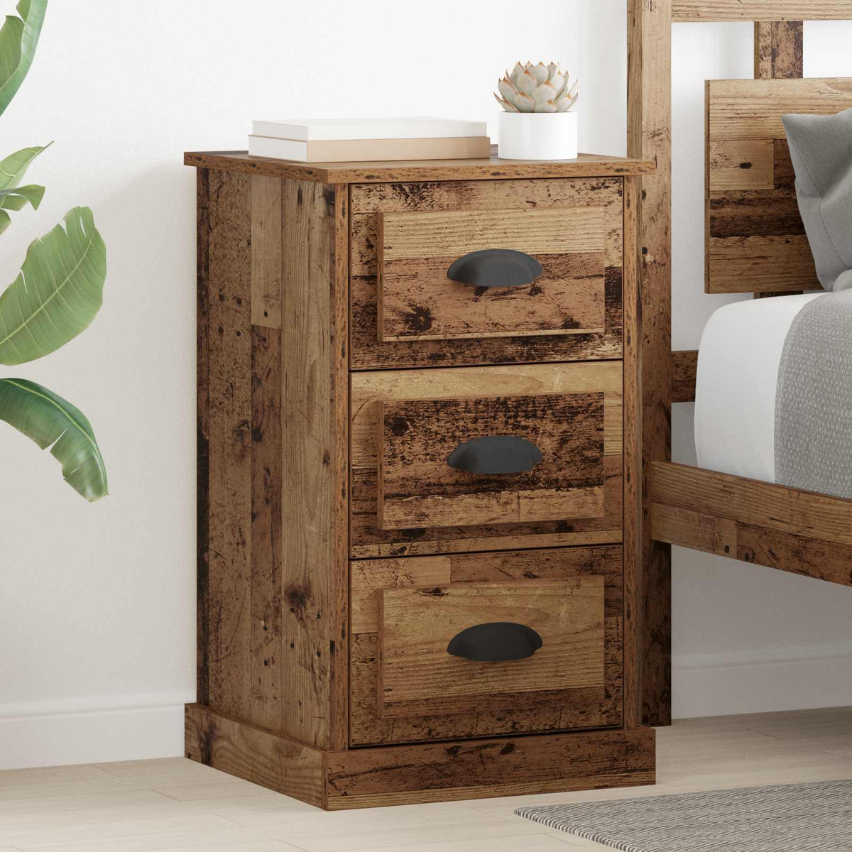 Nachtkastje met lade Oud Hout 39 x 39 x 67,5 cm Bewerkt hout is nu te koop bij PeponiXL, paradijselijk wonen!