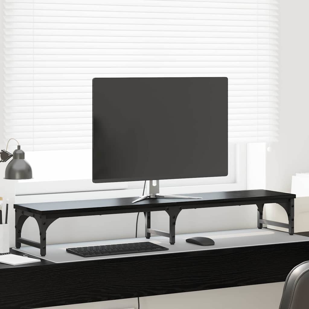 Monitor Stand Zwart Eiken 105 x 23 x 15,5 cm Bewerkt hout is nu te koop bij PeponiXL, paradijselijk wonen!