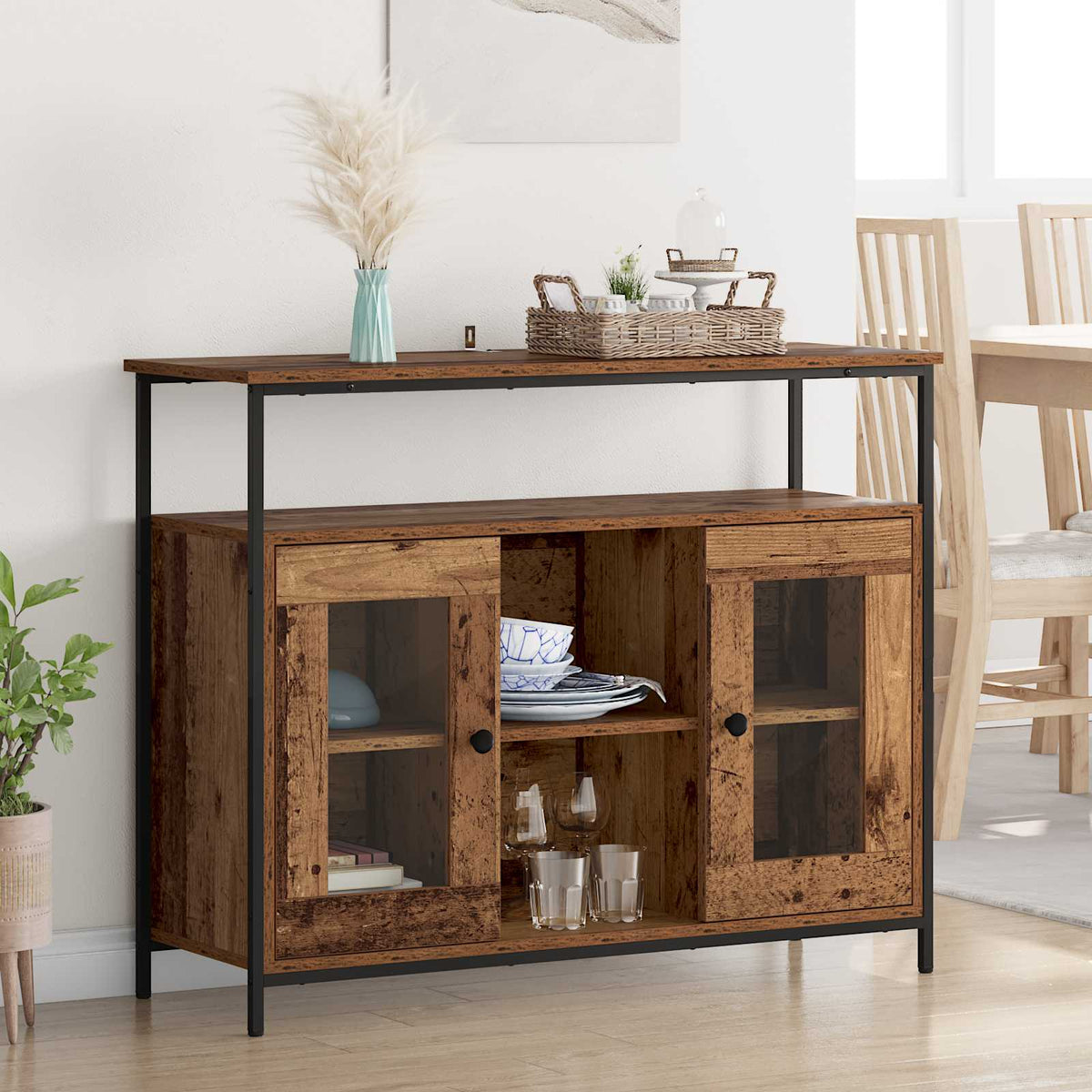 Dressoir Oud Hout 100 x 35 x 80 cm Bewerkt hout is nu te koop bij PeponiXL, paradijselijk wonen!