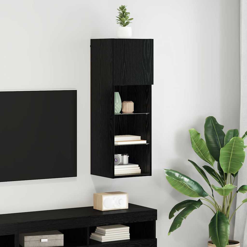 Wandgemonteerd tv-meubel met LED Zwart Eiken 30,5 x 30 x 90 cm is nu te koop bij PeponiXL, paradijselijk wonen!