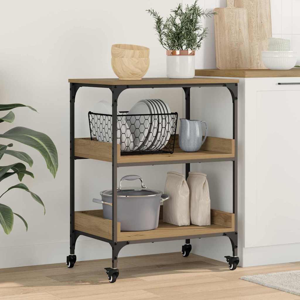 Keuken Trolley Artisan Eiken 60 x 41 x 80.5 cm Bewerkt hout is nu te koop bij PeponiXL, paradijselijk wonen!
