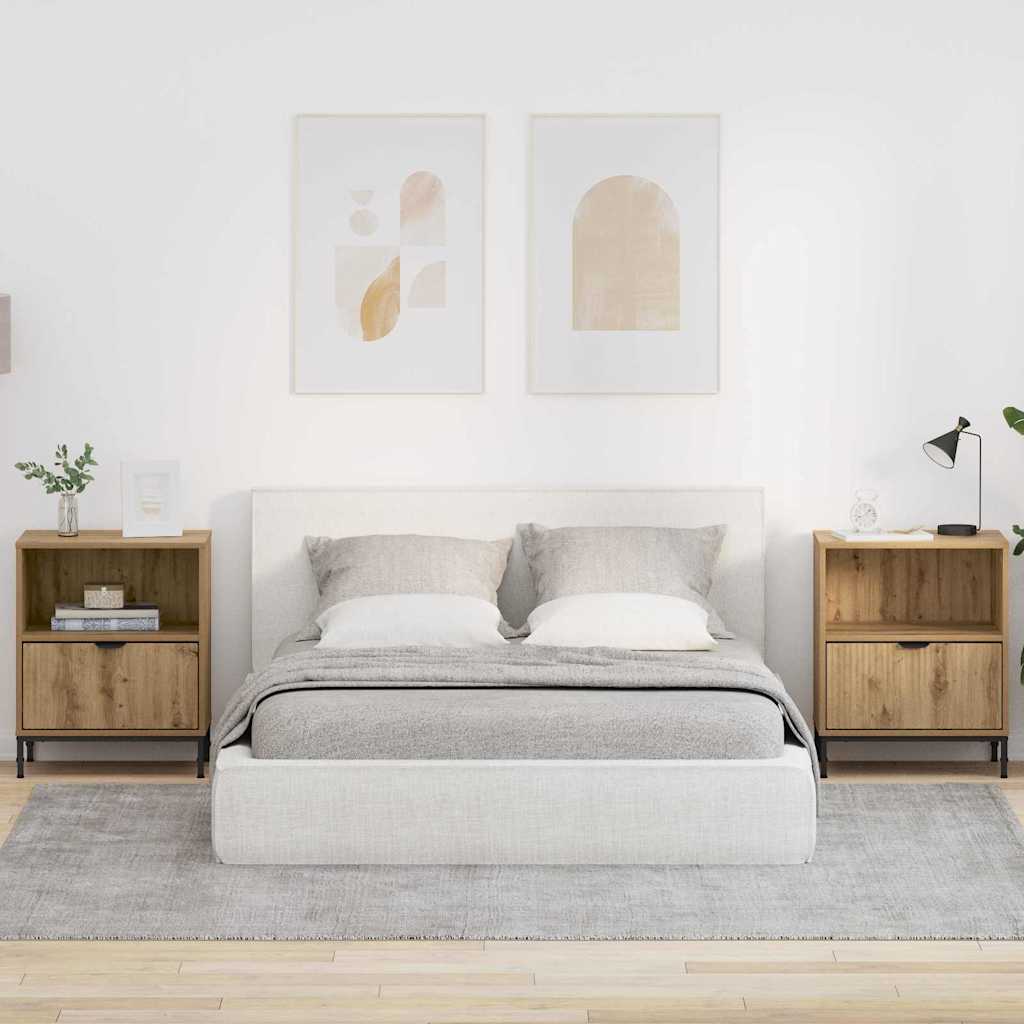 Nachtkastje 2 pcs artisanaal eikenkleurig 49 x 36 x 61 cm is nu te koop bij PeponiXL, paradijselijk wonen!