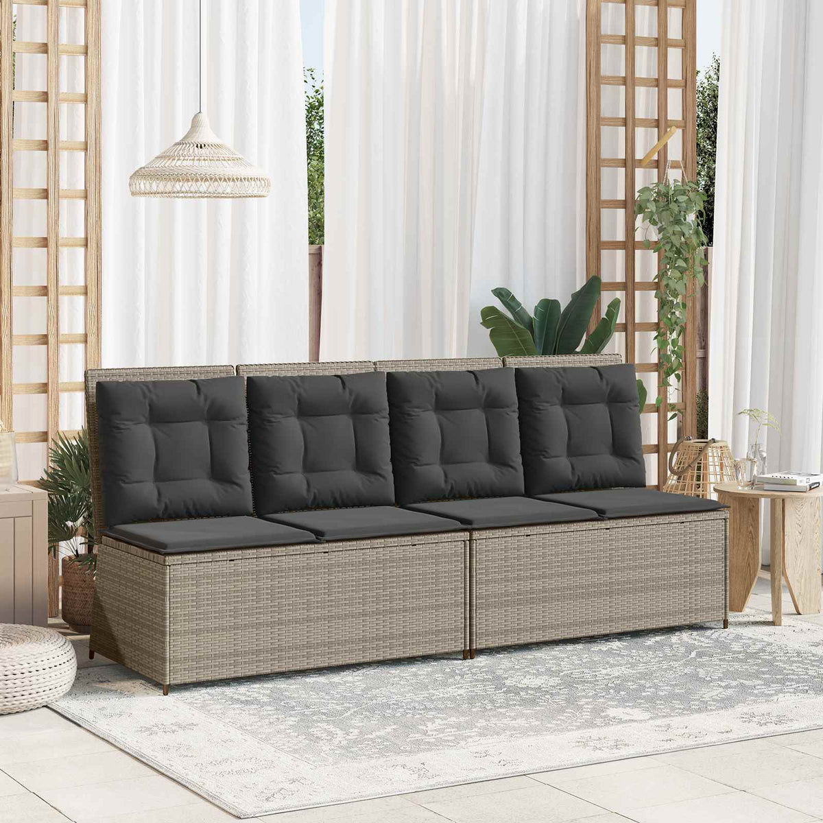 Tuinbank Lichtgrijs poly rattan is nu te koop bij PeponiXL, paradijselijk wonen!