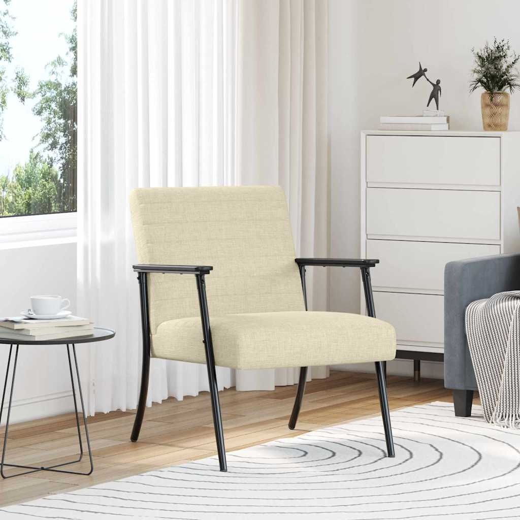 Fauteuil Crème 59 x 75 x 78 cm Stof is nu te koop bij PeponiXL, paradijselijk wonen!