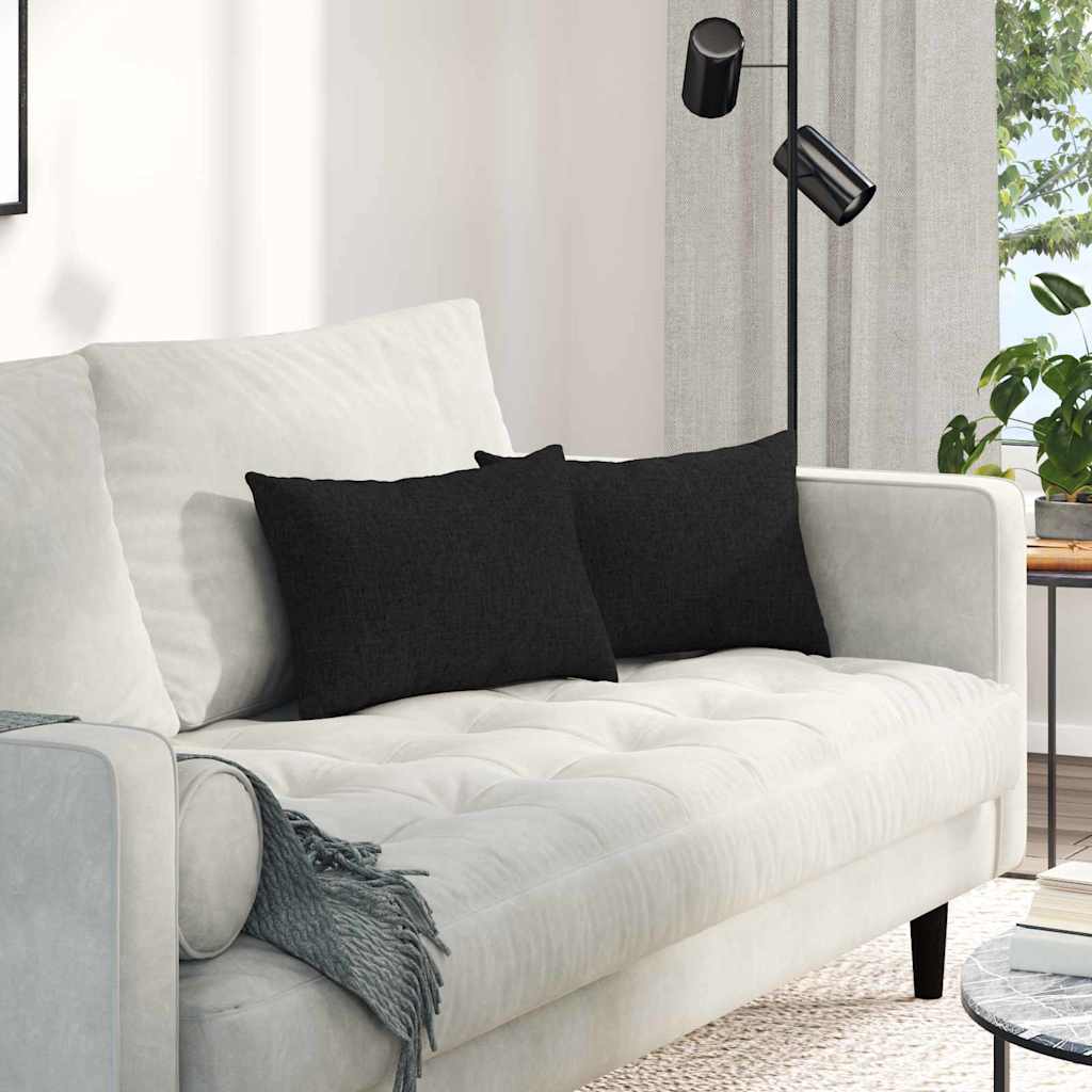 Sofa Kussens 2 pcs Zwart 50 x 30 cm Stof is nu te koop bij PeponiXL, paradijselijk wonen!