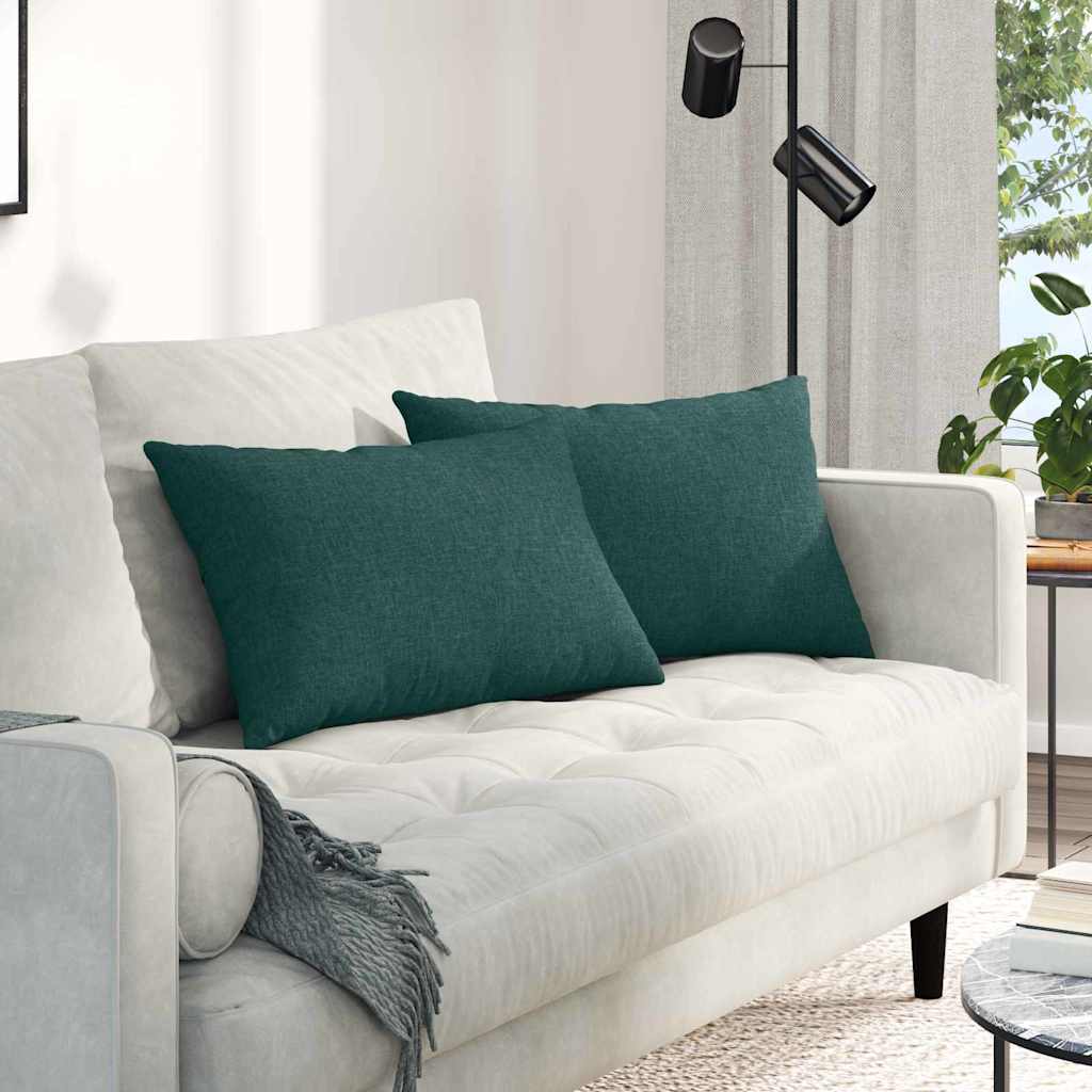 Sofa Kussens 2 pcs Donkergroen 60 x 40 cm Stof is nu te koop bij PeponiXL, paradijselijk wonen!
