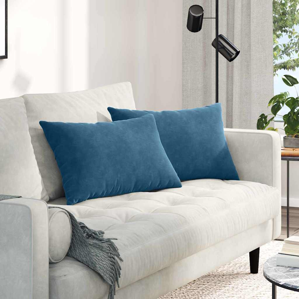 Sofa Kussens 2 stuks Blauw 60 x 40 cm Cordstof is nu te koop bij PeponiXL, paradijselijk wonen!