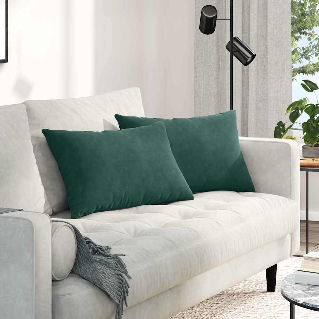 Sofa Kussens 2 stuks Donkergroen 60 x 40 cm Cordstof is nu te koop bij PeponiXL, paradijselijk wonen!