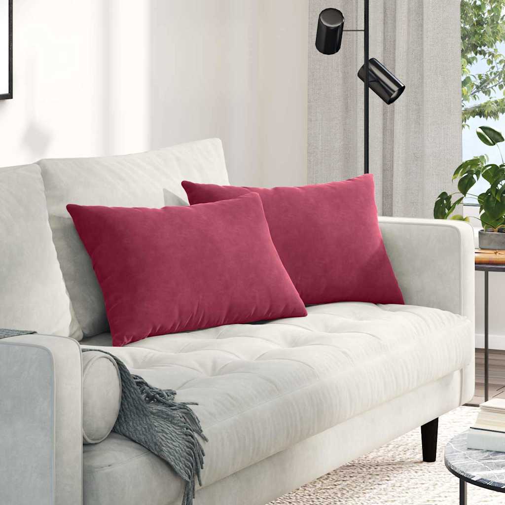 Sofa Kussens 2 stuks Wijnrood 60 x 40 cm Cordstof is nu te koop bij PeponiXL, paradijselijk wonen!