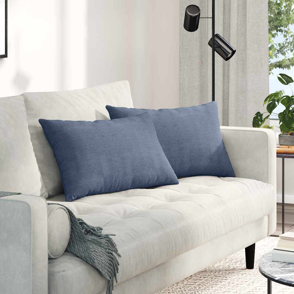 Sofa Kussens 2 stuks Blauw 60 x 40 cm Cordstof is nu te koop bij PeponiXL, paradijselijk wonen!