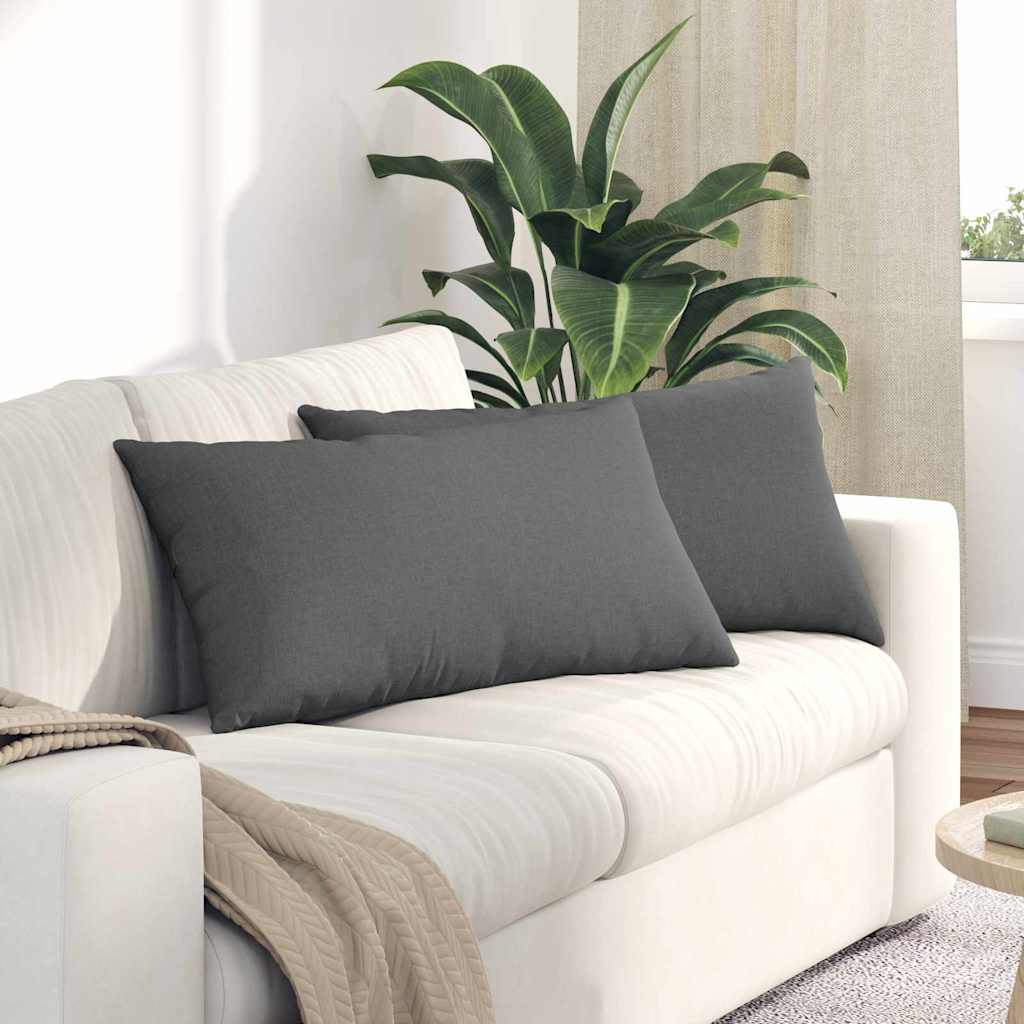 Sofa Kussens 2 pcs Donkergrijs 80 x 40 cm Stof is nu te koop bij PeponiXL, paradijselijk wonen!