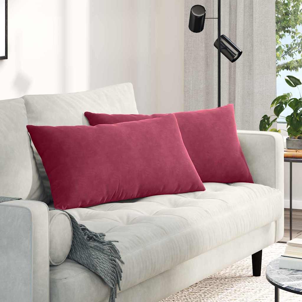 Sofa Kussens 2 stuks Wijnrood 80 x 40 cm Cordstof is nu te koop bij PeponiXL, paradijselijk wonen!