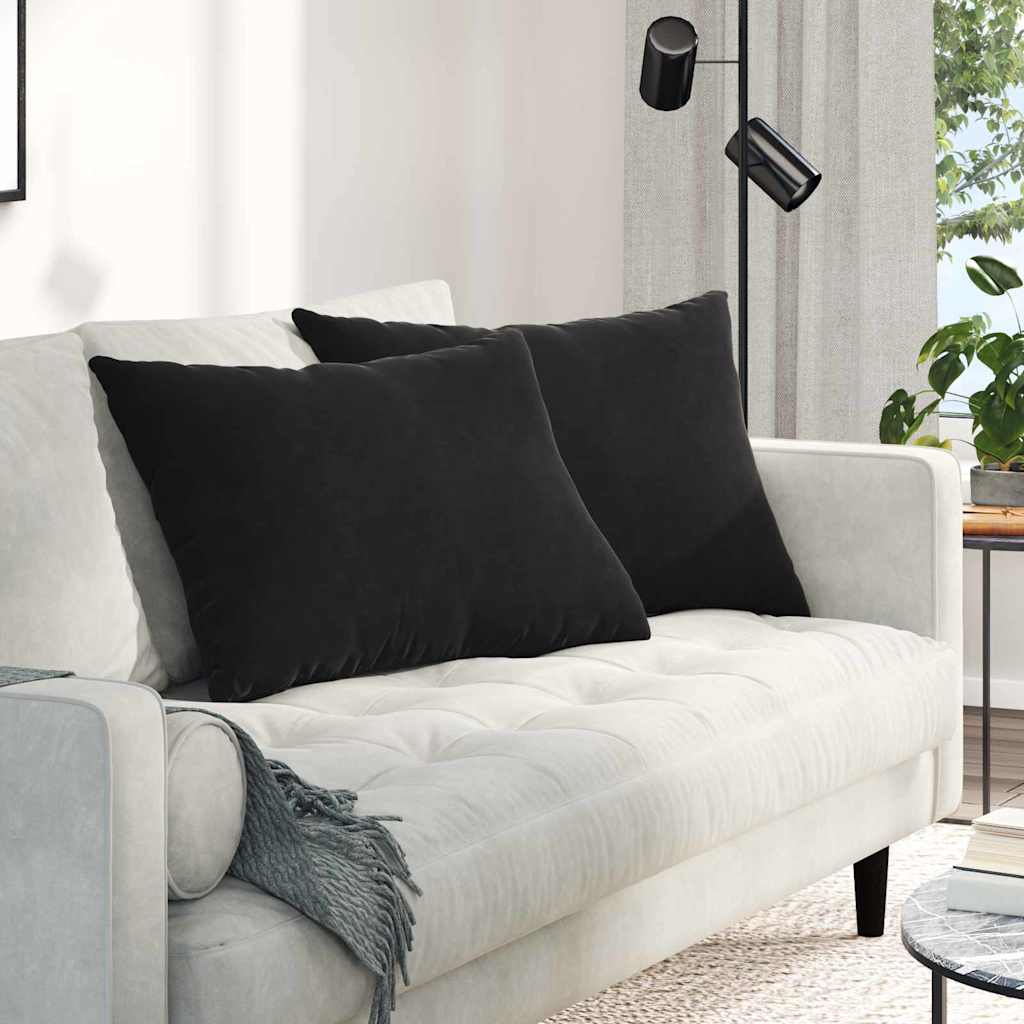 Sofa Kussens 2 stuks Zwart 70 x 50 cm Cordstof is nu te koop bij PeponiXL, paradijselijk wonen!