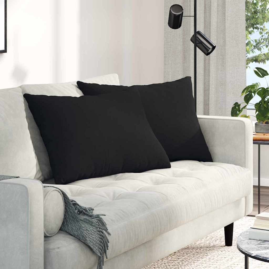 Sofa Kussens 2 stuks Zwart 70 x 50 cm Stof is nu te koop bij PeponiXL, paradijselijk wonen!