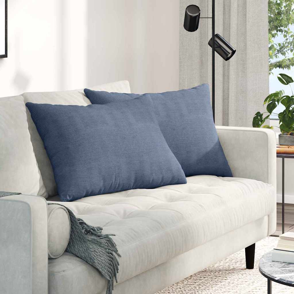 Sofa Kussens 2 stuks Blauw 70 x 50 cm Cordstof is nu te koop bij PeponiXL, paradijselijk wonen!