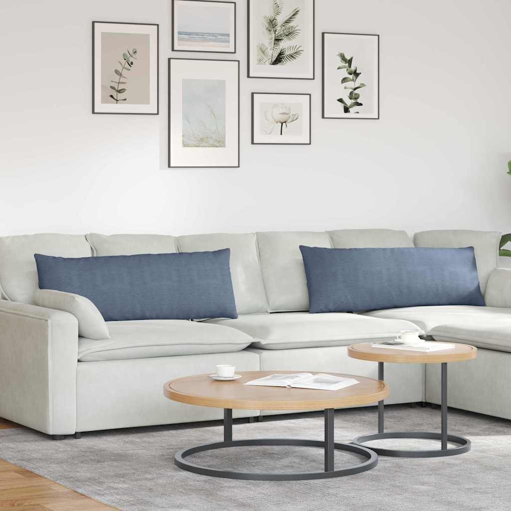 Sofa Kussens 2 stuks Blauw 120 x 40 cm Cordstof is nu te koop bij PeponiXL, paradijselijk wonen!