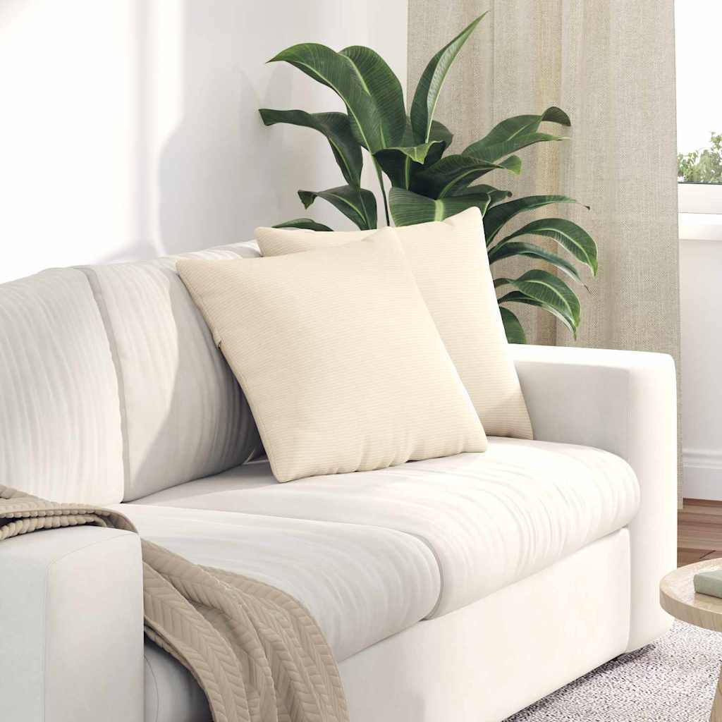 Sofa Kussens 2 stuks Crème 45 x 45 cm Cordstof is nu te koop bij PeponiXL, paradijselijk wonen!