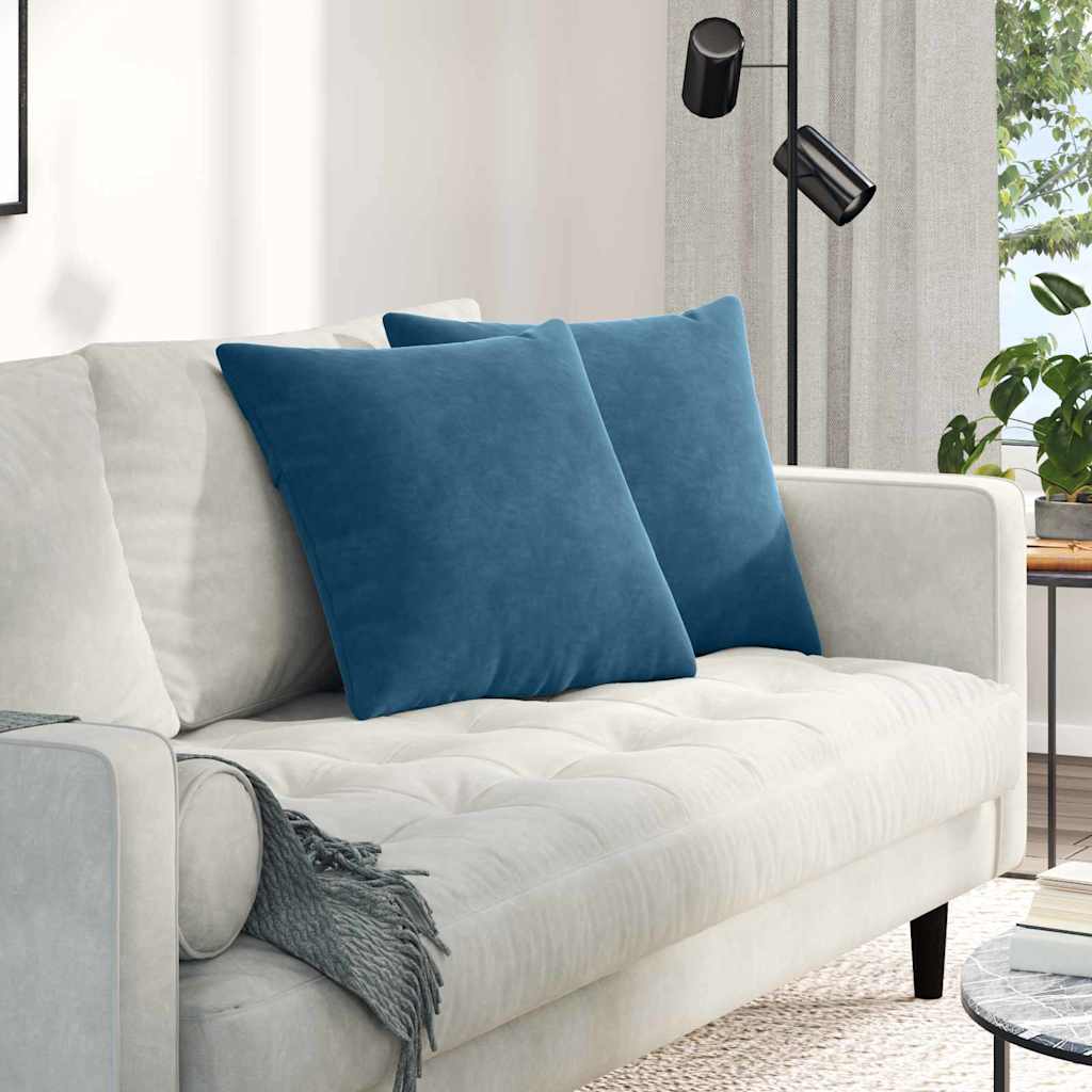 Sofa Kussens 2 stuks Blauw 50 x 50 cm Cordstof is nu te koop bij PeponiXL, paradijselijk wonen!