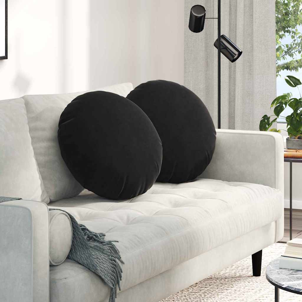 Zitkussens 2 pcs Zwart Ø50 x 19 cm Fluweel is nu te koop bij PeponiXL, paradijselijk wonen!
