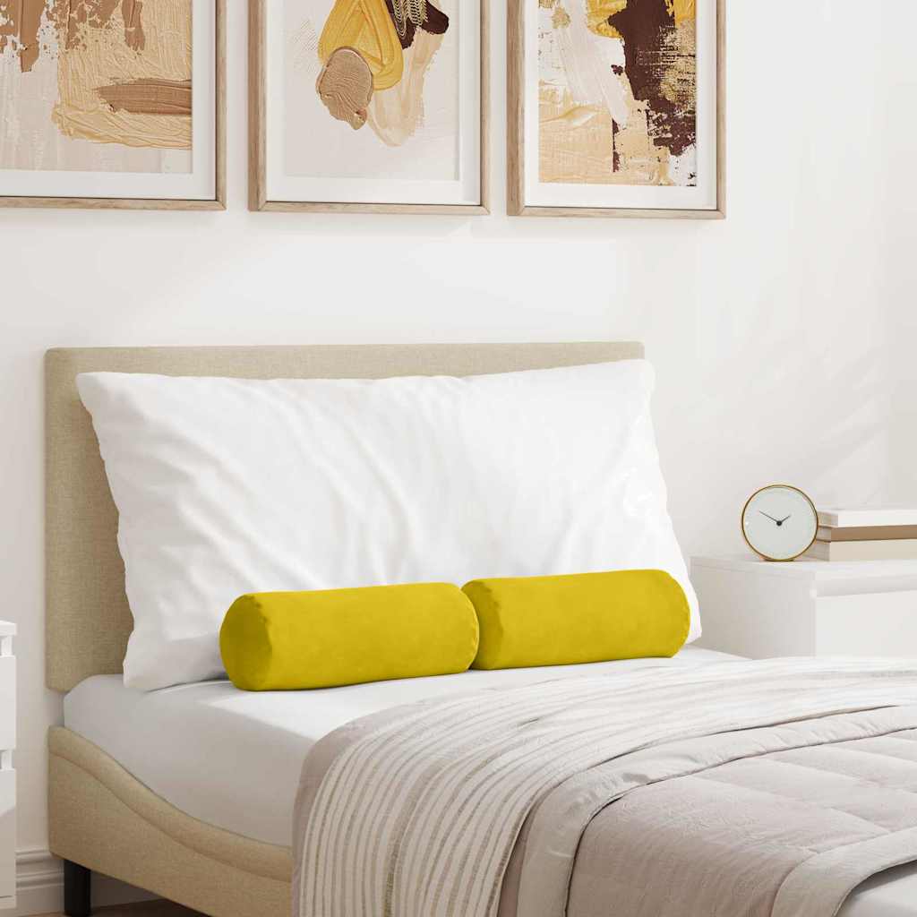 Bolster Kussens 2 stuks Geel Ø 15 x 40 cm Cordstof is nu te koop bij PeponiXL, paradijselijk wonen!