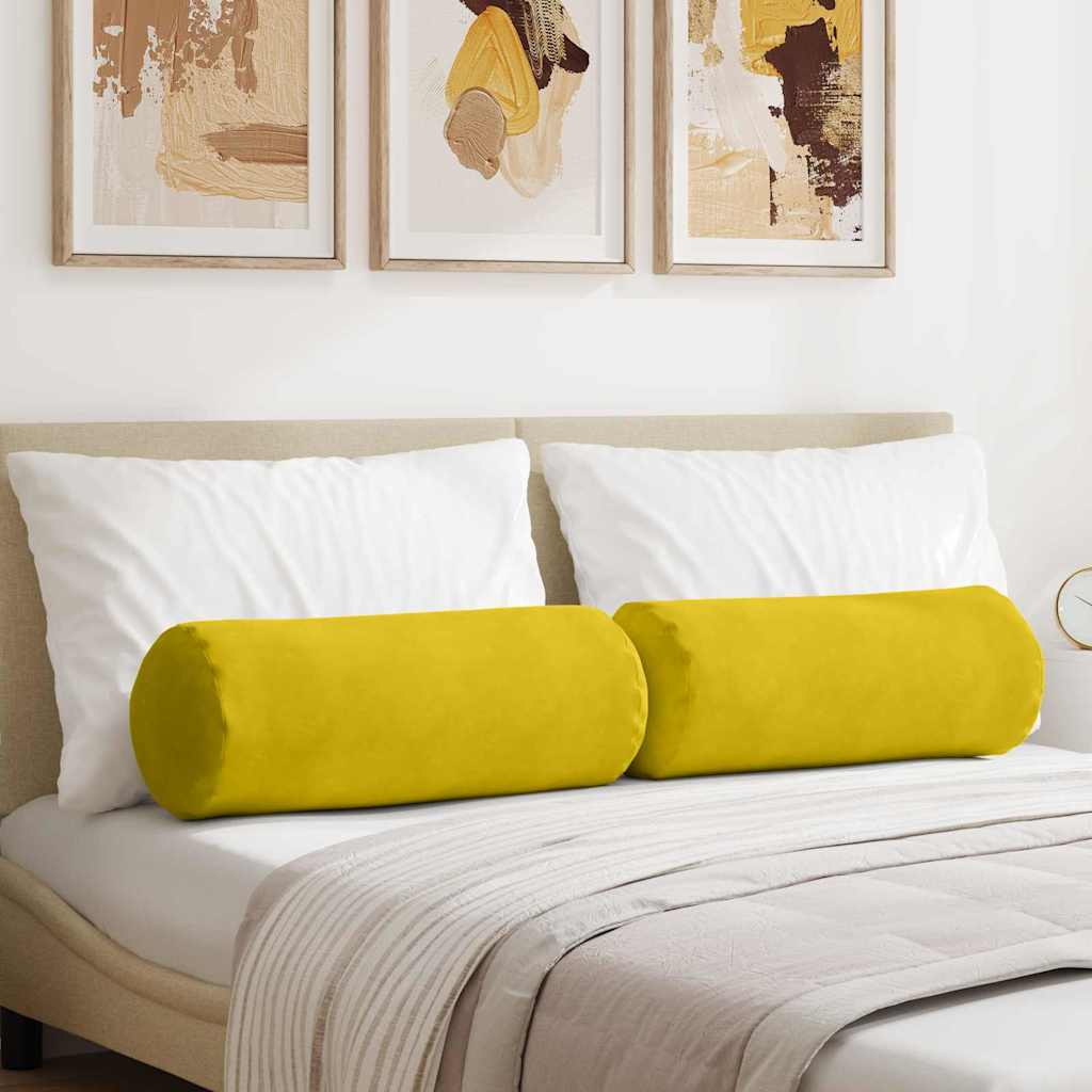 Bolster Kussens 2 stuks Geel Ø 25 x 70 cm Cordstof is nu te koop bij PeponiXL, paradijselijk wonen!