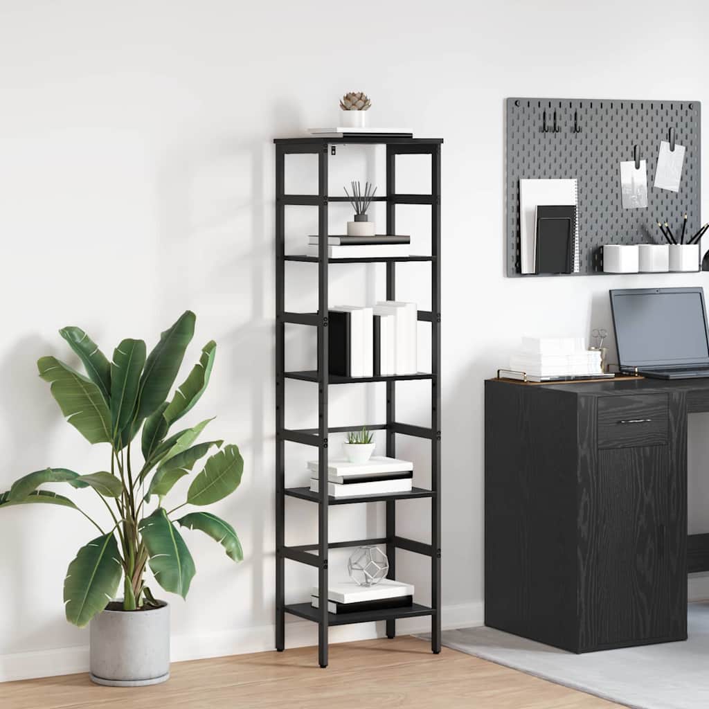 Boekenkast Zwart Eiken 40 x 29,5 x 149 cm Bewerkt hout is nu te koop bij PeponiXL, paradijselijk wonen!