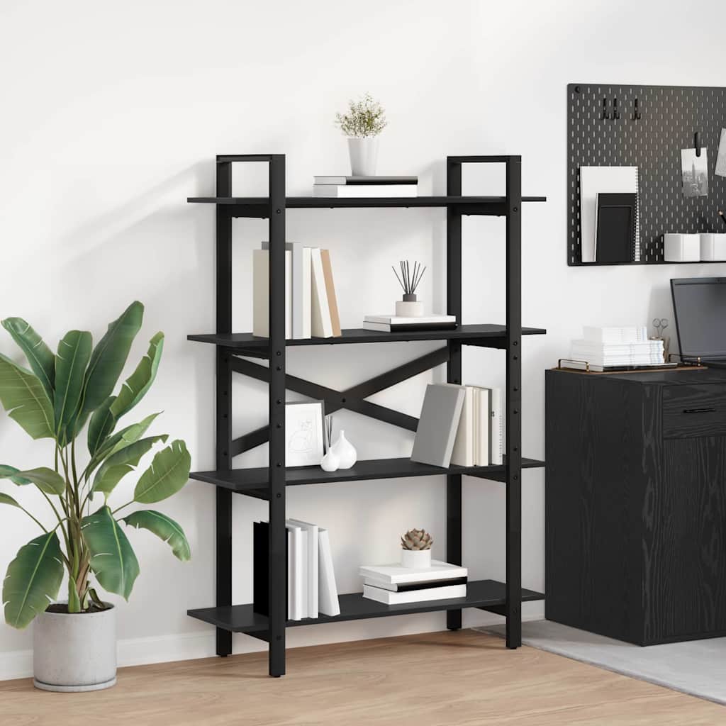 Boekenkast Zwart Eiken 100 x 33,5 x 140 cm Bewerkt hout is nu te koop bij PeponiXL, paradijselijk wonen!