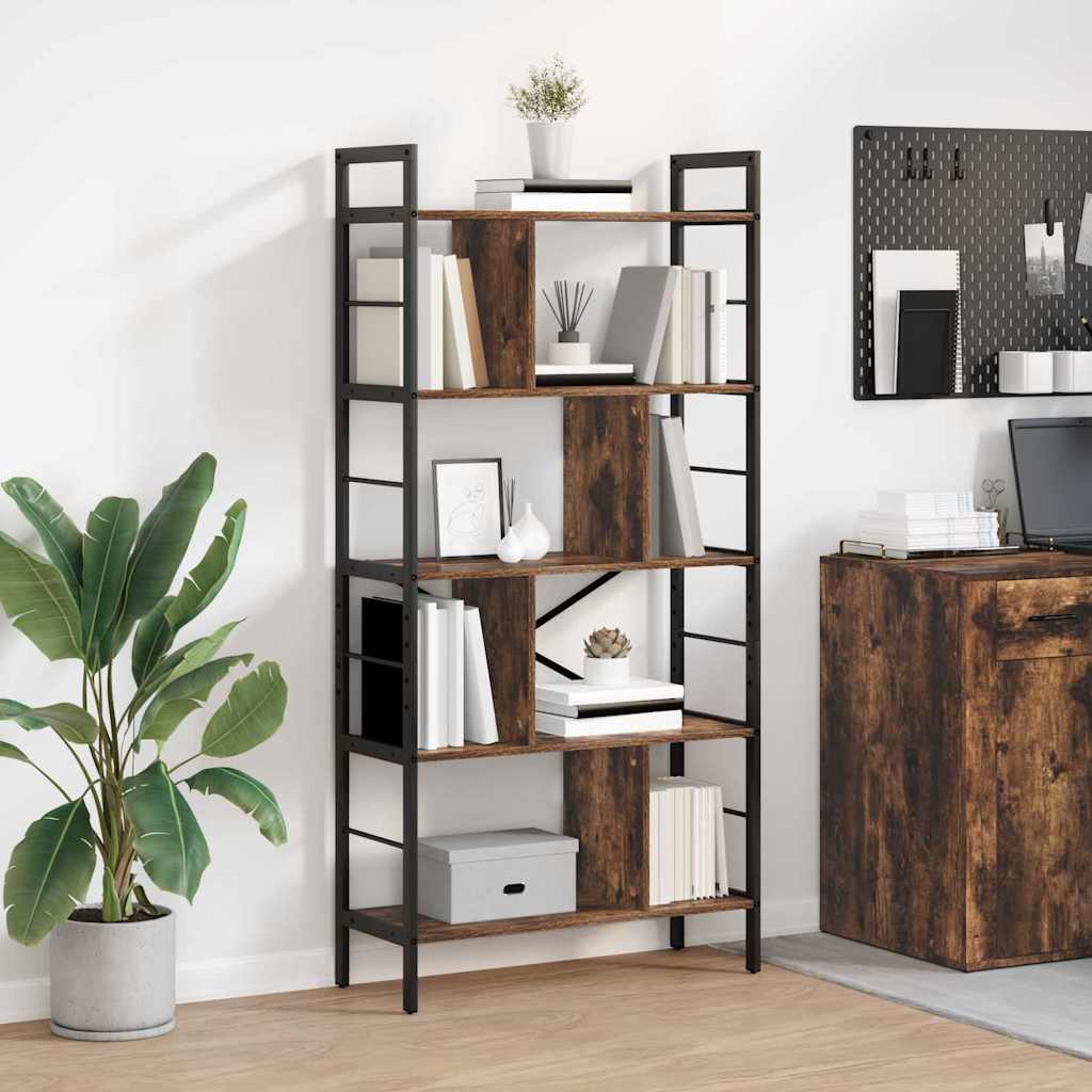 Boekenkast Gerookt eiken 75 x 30 x 156 cm Bewerkt hout is nu te koop bij PeponiXL, paradijselijk wonen!