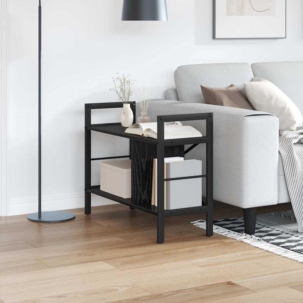 Boekenkast Zwart Eiken 75 x 30 x 58,5 cm Bewerkt hout is nu te koop bij PeponiXL, paradijselijk wonen!