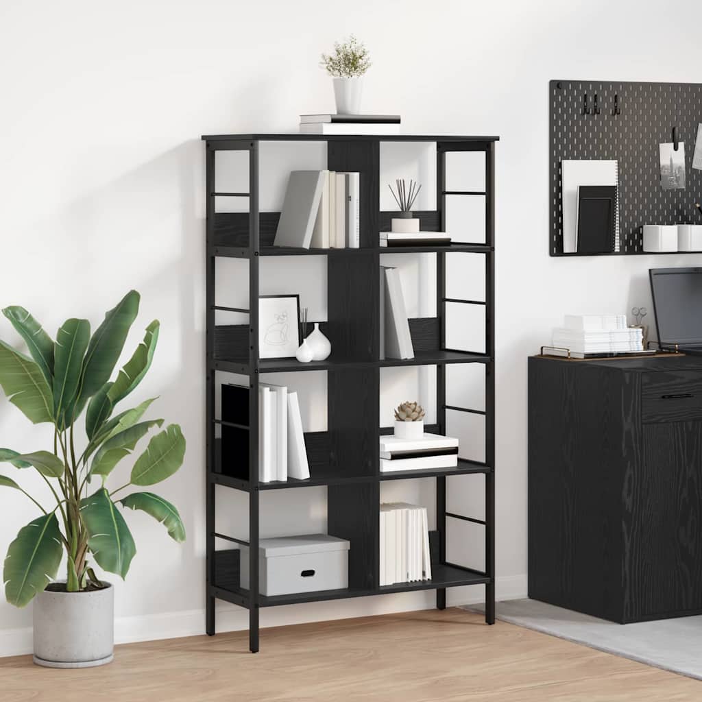 Boekenkast Zwart Eiken 82 x 32 x 144,5 cm Bewerkt hout is nu te koop bij PeponiXL, paradijselijk wonen!