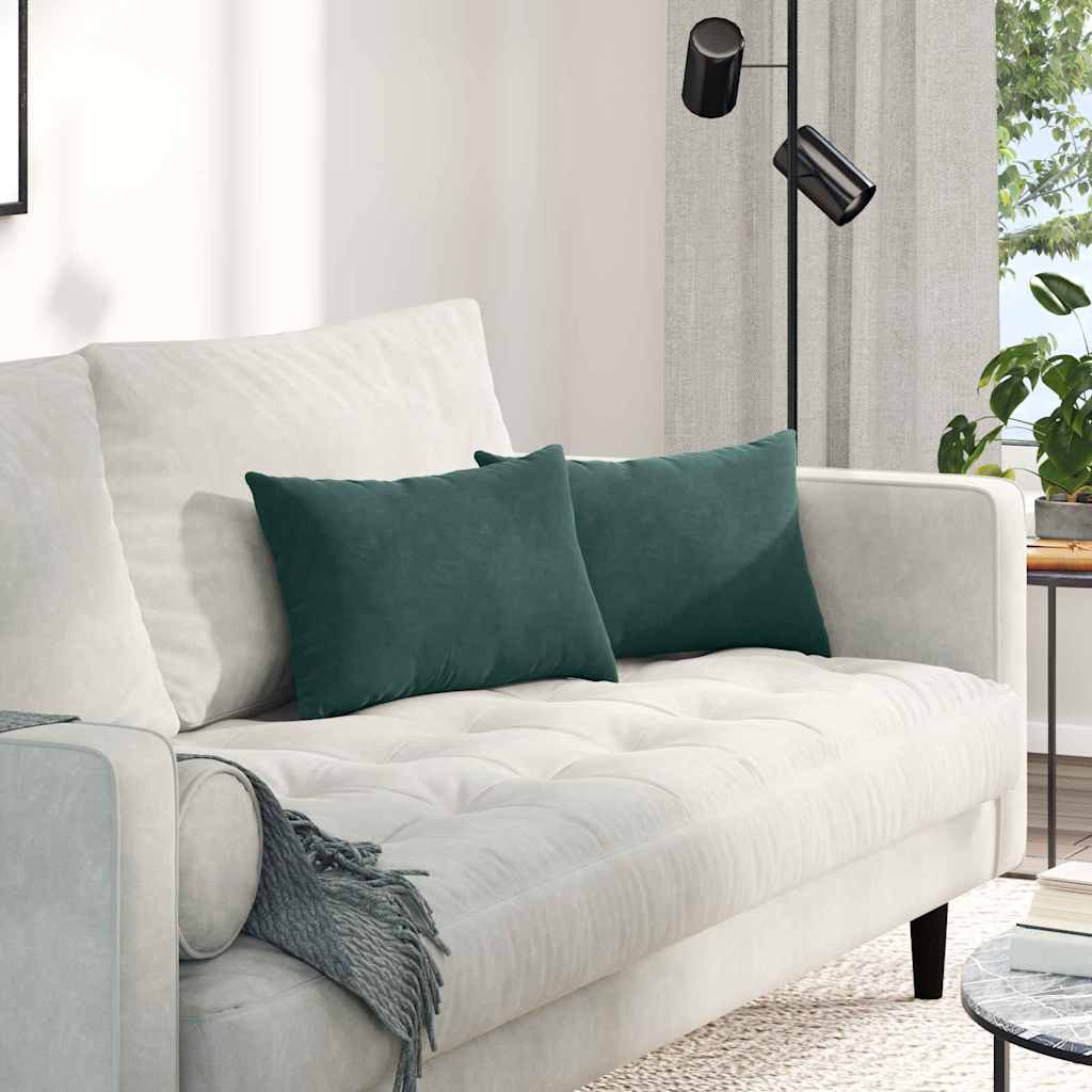Sofa Kussens 2 stuks Donkergroen 50 x 30 cm Cordstof is nu te koop bij PeponiXL, paradijselijk wonen!