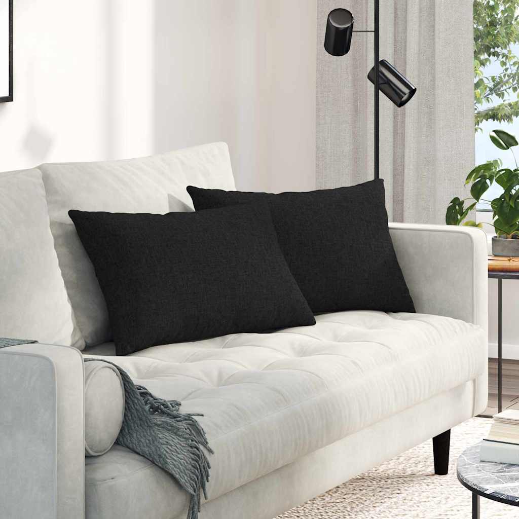 Sofa Kussens 2 pcs Zwart 60 x 40 cm Stof is nu te koop bij PeponiXL, paradijselijk wonen!