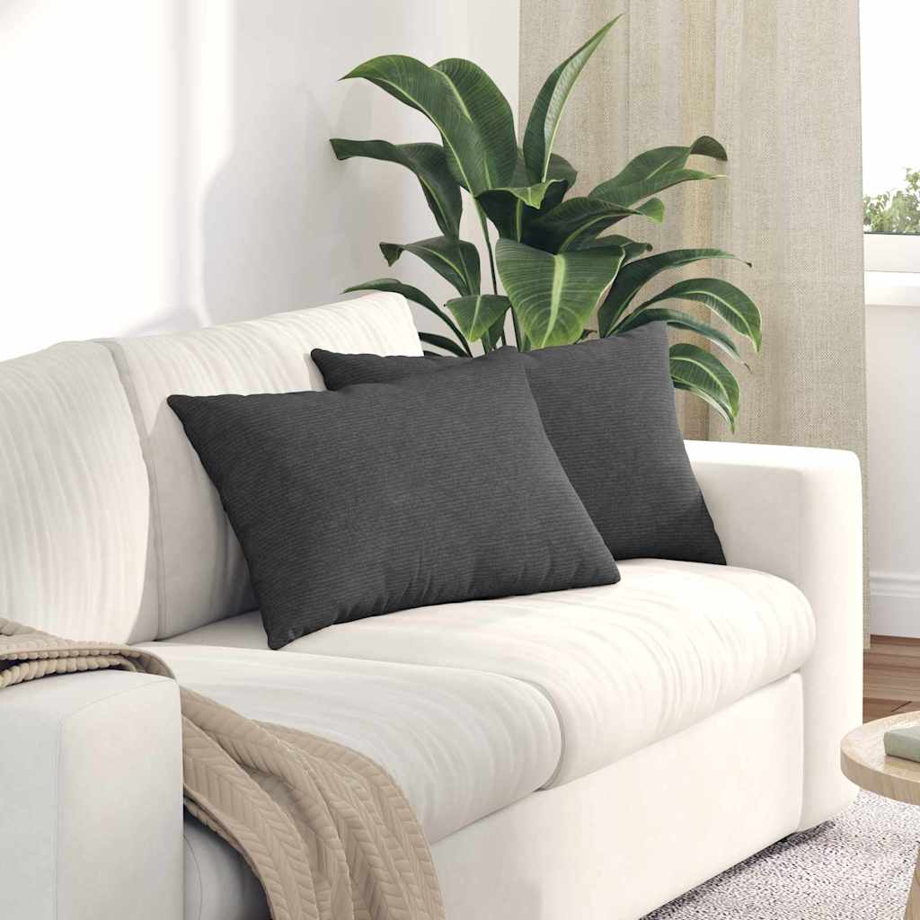 Sofa Kussens 2 stuks Donkergrijs 60 x 40 cm Cordstof is nu te koop bij PeponiXL, paradijselijk wonen!