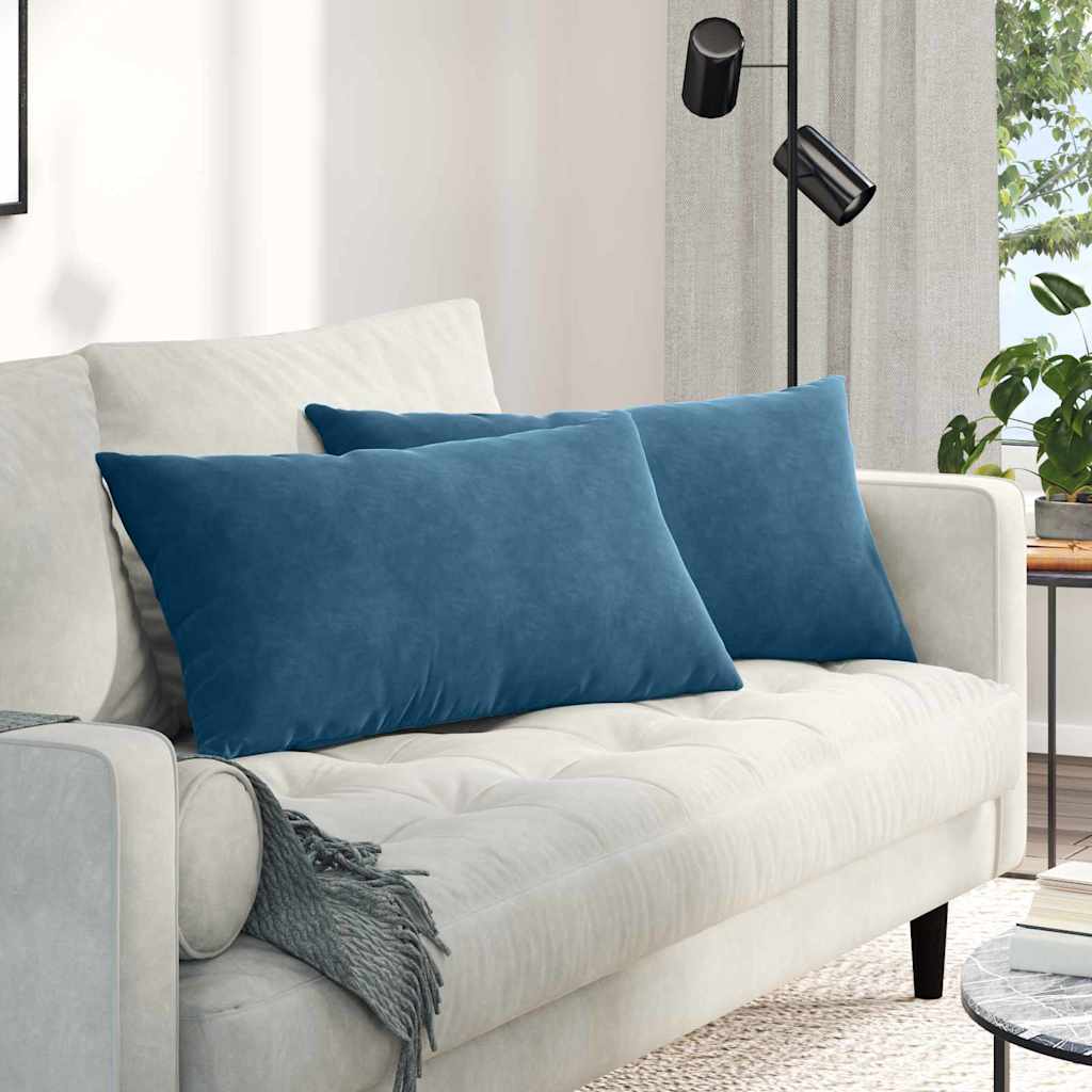 Sofa Kussens 2 stuks Blauw 80 x 40 cm Cordstof is nu te koop bij PeponiXL, paradijselijk wonen!