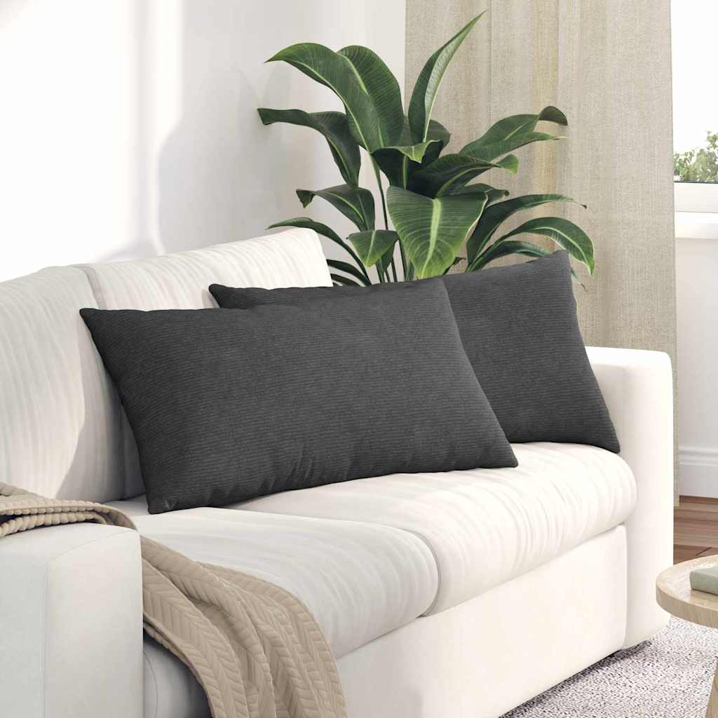 Sofa Kussens 2 stuks Donkergrijs 80 x 40 cm Cordstof is nu te koop bij PeponiXL, paradijselijk wonen!